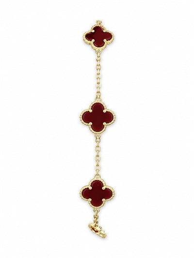 Özel Seri Bordo Mineli Çoklu Yonca Figür Sıralı Bileklik ( 21 Cm )