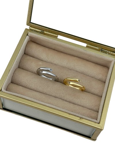 Özel Seri Boru Plaka İki Ucu Zirkon Taş Detay Önden Ayarlanabilir Yüzük