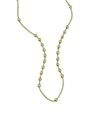 Özel Seri Büyüklü Küçüklü Asimetrik Sıralı Topçuk Zincir Kolye ( 60 Cm )