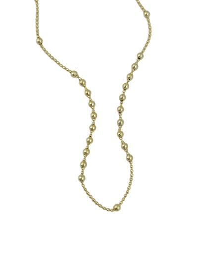 Özel Seri Büyüklü Küçüklü Asimetrik Sıralı Topçuk Zincir Kolye ( 60 Cm )