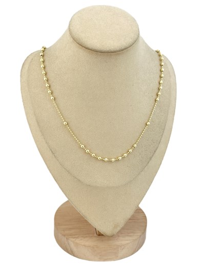 Özel Seri Büyüklü Küçüklü Asimetrik Sıralı Topçuk Zincir Kolye ( 60 Cm )