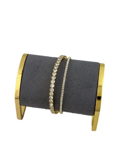 Özel Seri Büyüklü Küçüklü Nokta Taş Sıralı İkili Görünüm Yaylı Kelepçe Bileklik