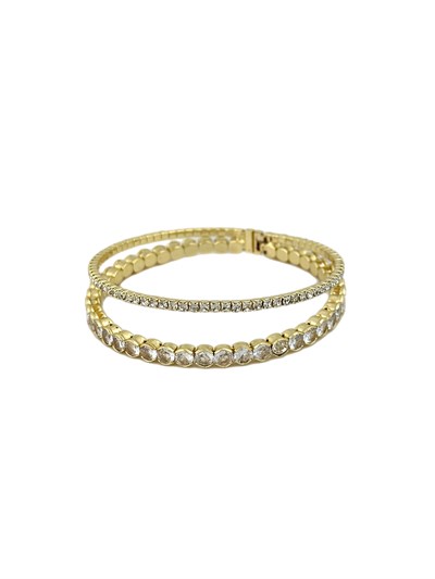 Özel Seri Büyüklü Küçüklü Nokta Taş Sıralı İkili Görünüm Yaylı Kelepçe Bileklik