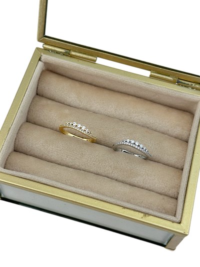 Özel Seri Büyüklü Küçüklü Nokta Taşlı Minimal Ayarlanabilir Yüzük