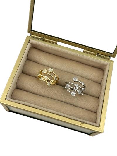 Özel Seri Büyüklü Küçüklü Zirkon Taşlı Daire Plaka Çoklu Görünüm Ayarlanabilir Yüzük