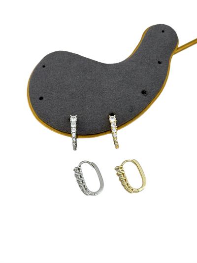 Özel Seri Büyükten Küçüğe Nokta Zirkon Taş Sıralı Oval Küpe
