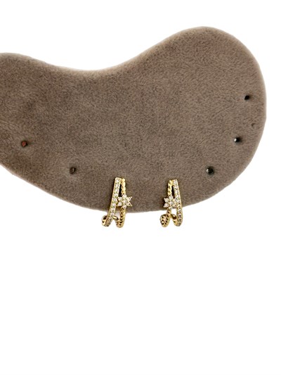 Özel Seri Çiçek Figür Zirkon Taşlı Burgu Model İkili Görünüm Kıvrımlı Küpe