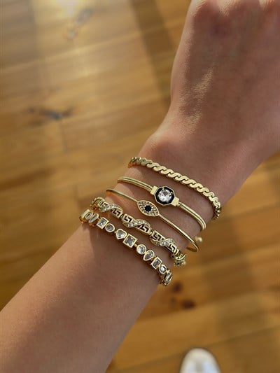 Özel Seri Çoklu Figür Zirkon Taşlı Tasarım Bileklik Kombini