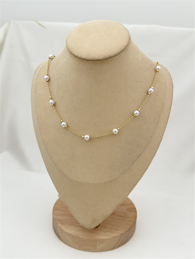 Özel Seri Çoklu İnci Model Topçuk Zincir Kolye ( 96 Cm )