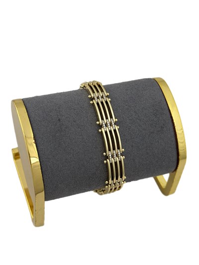 Özel Seri Çoklu Plaka Sıralı Zirkon Taş Detay Tasarım Bileklik ( 19 Cm )