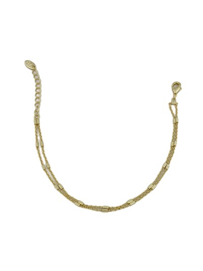 Özel Seri Çubuk Plaka Detay İkili Zincir Bileklik (20 Cm)