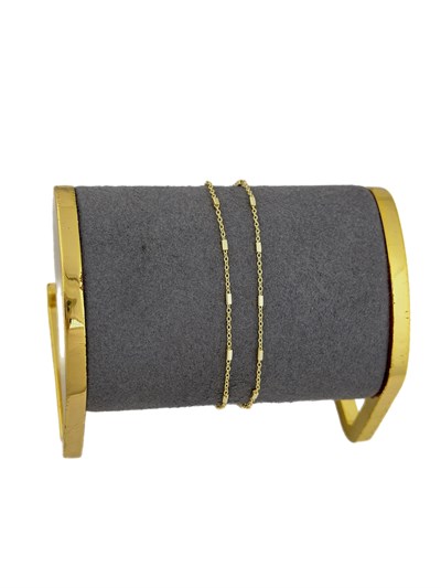 Özel Seri Çubuk Plaka Detay İkili Zincir Bileklik (20 Cm)