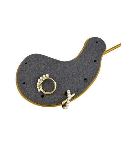 Özel Seri Çubuk Plaka Detay İncili Tasarım Halka Küpe ( İç Çap : 1.2 Cm )