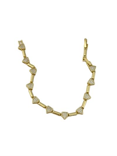 Özel Seri Çubuk Plaka Detay Zirkon Taşlı Geometrik Figür Sıralı Bileklik (19 Cm)