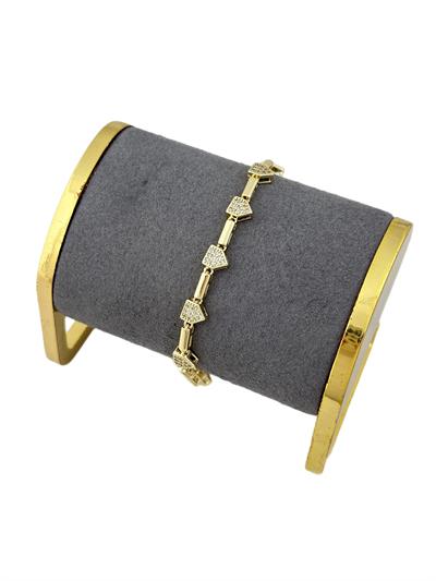 Özel Seri Çubuk Plaka Detay Zirkon Taşlı Geometrik Figür Sıralı Bileklik (19 Cm)