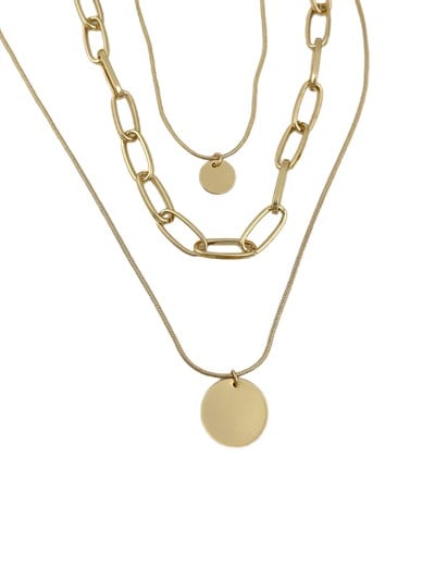 Özel Seri Daire Plaka Detay Üçlü Zincir Kolye (42 Cm )