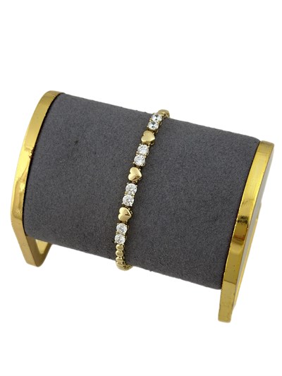 Özel Seri Daire Plaka Sıralı Zirkon Taşlı Detay Kalp Bileklik ( 19 Cm )