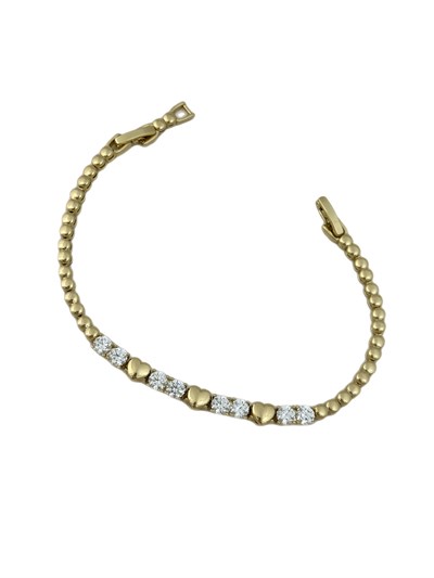 Özel Seri Daire Plaka Sıralı Zirkon Taşlı Detay Kalp Bileklik ( 19 Cm )