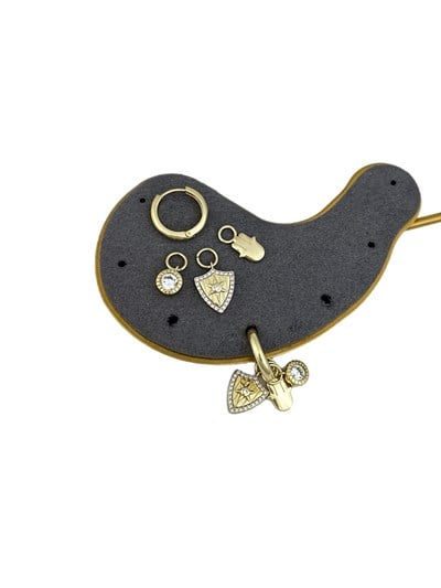 Özel Seri Daire Zirkon Taş Detay Halkada Çoklu Charm Küpe