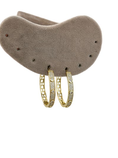 Özel Seri Daire Zirkon Taş Detay Halka Küpe (İç Çap:3.2 Cm)