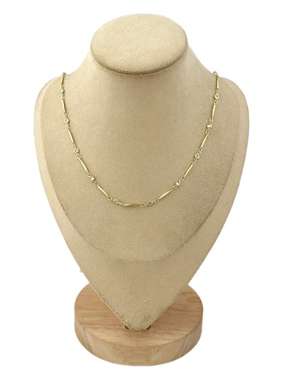 Özel Seri Daire Zirkon Taş Detay Uzun Oval Halka Geçmeli Kolye ( 92 Cm )