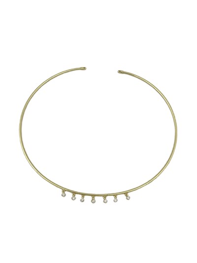 Özel Seri Daire Zirkon Taş Sallantılı Boru Plaka Choker Kolye