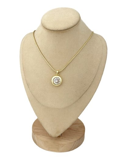 Özel Seri Daire Zirkon Taş Sallantılı Yılan Zincir Kolye ( 55 Cm )
