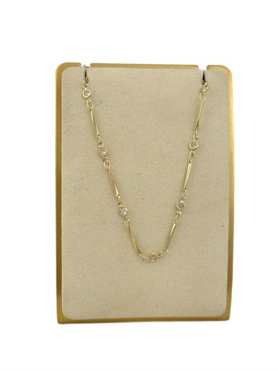 Özel Seri Daire Zirkon Taş ve Çubuk Plaka Detay Zincir Kolye ( 99 Cm )