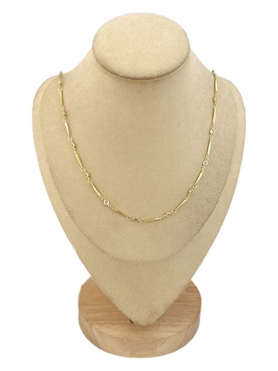 Özel Seri Daire Zirkon Taş ve Çubuk Plaka Detay Zincir Kolye ( 99 Cm )