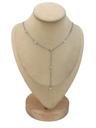 Özel Seri Daire Zirkon Taş ve Yonca Figür Y Detay Kolye ( 47 Cm )