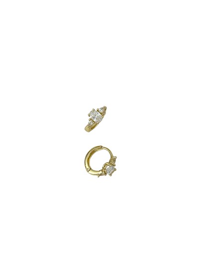 Özel Seri Daire Zirkon Taşlı Halka Küpe ( İç Çap : 1 Cm )