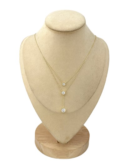 Özel Seri Daire Zirkon Taşlı İkili Zincir Dekolte Y Kolye ( 48 Cm )