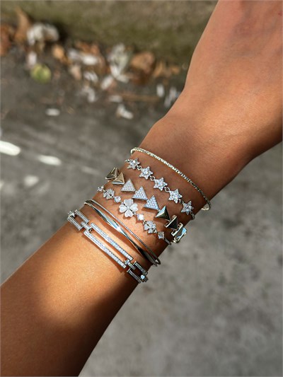 Özel Seri Daire Zirkon Taşlı Yıldız Figür Ayarlanabilir Zincir Bileklik Kombini