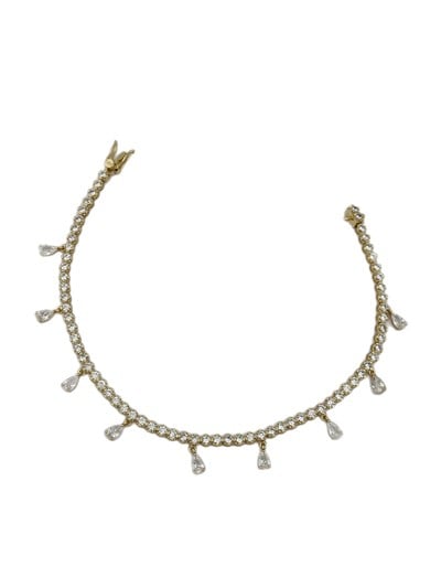 Özel Seri Damla Taş Sallantılı Su yolu Bileklik ( 21 Cm )