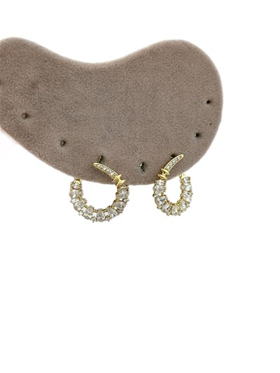 Özel Seri Damla ve Nokta Taş Sıralı Daire Kıvrımlı Küpe