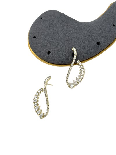 Özel Seri Damla ve Nokta Zirkon Taşlı Kuğu Görünüm Tasarım Model Küpe