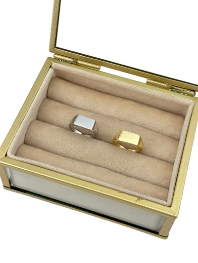 Özel Seri Dikdörtgen Plaka Serçe Parmak Ayarlanabilir Yüzük