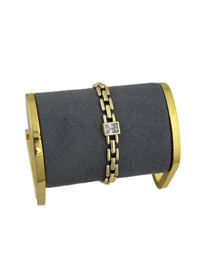 Özel Seri Dikdörtgen Zirkon Taş Detay Hasır Görünüm Zincir Bileklik ( 19 Cm )