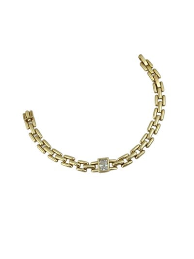 Özel Seri Dikdörtgen Zirkon Taş Detay Hasır Görünüm Zincir Bileklik ( 19 Cm )