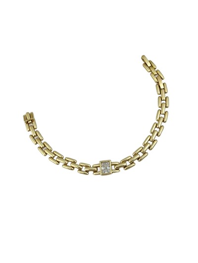 Özel Seri Dikdörtgen Zirkon Taş Detay Hasır Görünüm Zincir Bileklik ( 19 Cm )