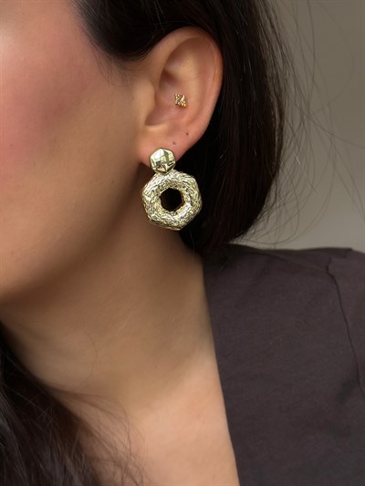 Özel Seri Dövme Plaka Boru Bombeli Daire Plaka Sallantılı Küpe