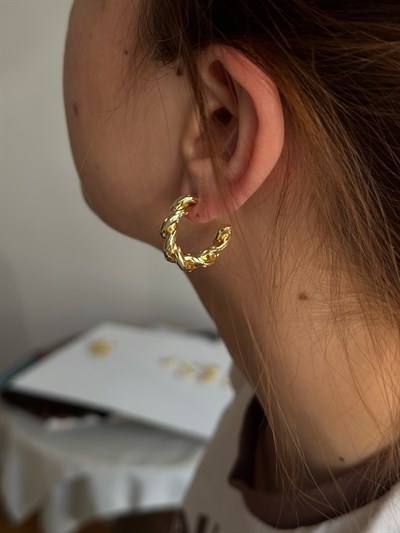 Özel Seri Dövme Plaka Desen Vintage Halka Küpe