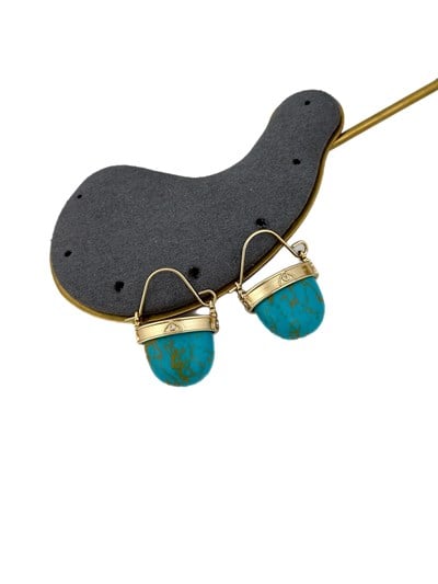 Özel Seri Firuze Taş Sallantılı Sepet Küpe