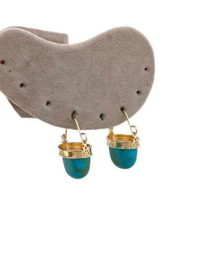 Özel Seri Firuze Taş Sallantılı Sepet Küpe