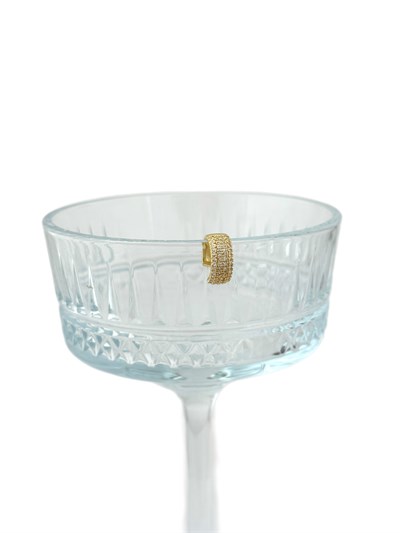 Özel Seri Geniş Bombeli Plaka Üzeri Zirkon Taş Detay Kıkırdak Küpe