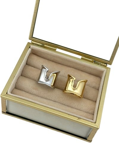 Özel Seri Geniş Kesik Plaka Kıvrım Detay Ayarlanabilir Yüzük