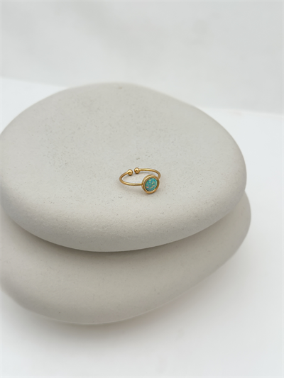 Özel Seri Gerçek Opal Taş Daire Model Ayarlanabilir Yüzük