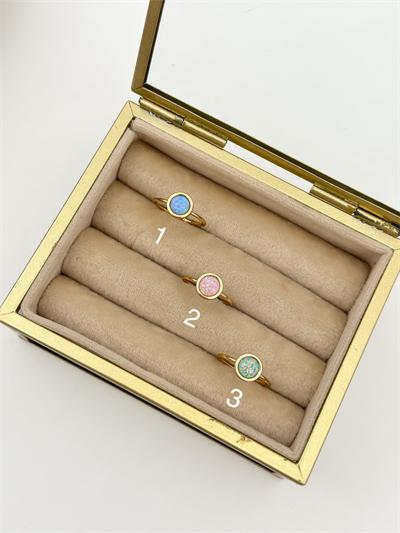 Özel Seri Gerçek Opal Taş Daire Model Ayarlanabilir Yüzük