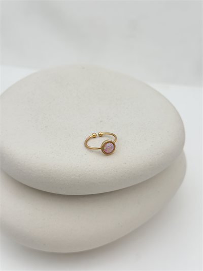 Özel Seri Gerçek Opal Taş Daire Model Ayarlanabilir Yüzük