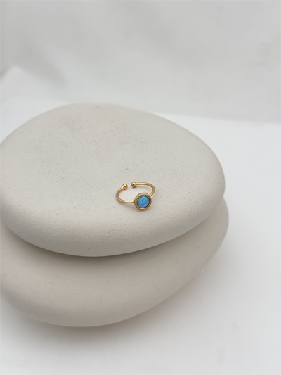 Özel Seri Gerçek Opal Taş Daire Model Ayarlanabilir Yüzük